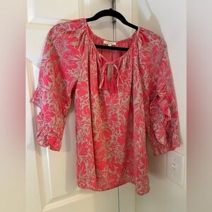 NEW! Jade Pink & Cream Floral Blouse